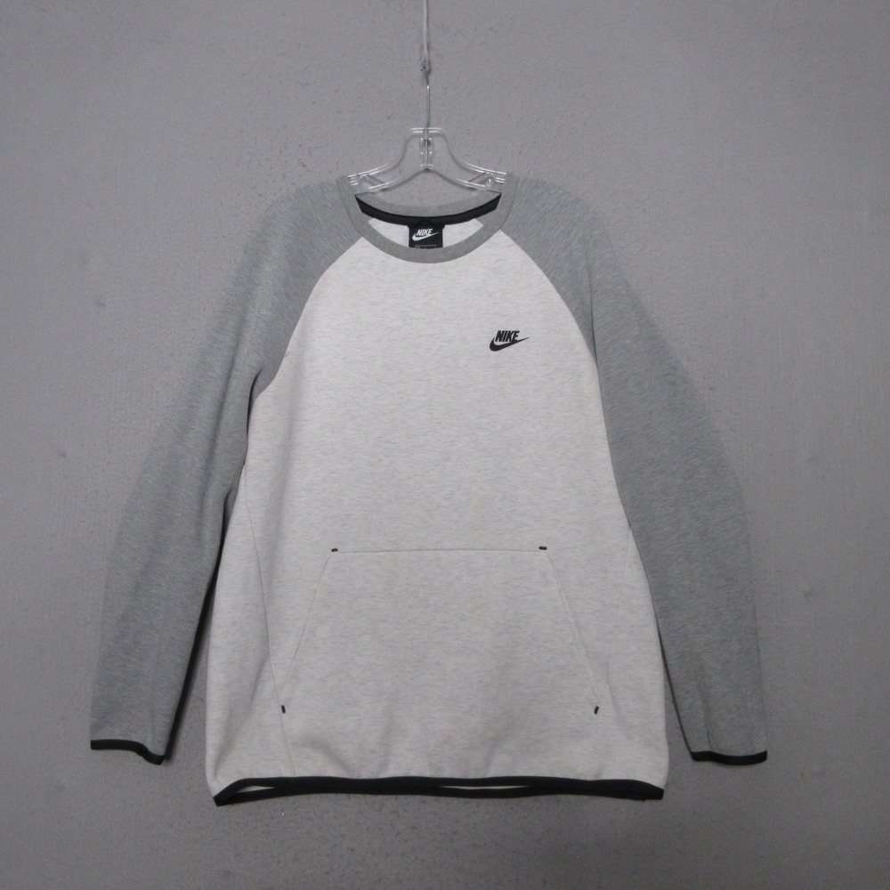 Nike Tech Fleece Sweatshirt Crewneck Men Large Raglan Gray Pullover Streetwear